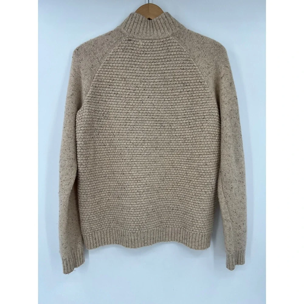 Vineyard Vines Size S Oatmeal Donegal Cable Knit Lambswool Quarter Zip Sweater